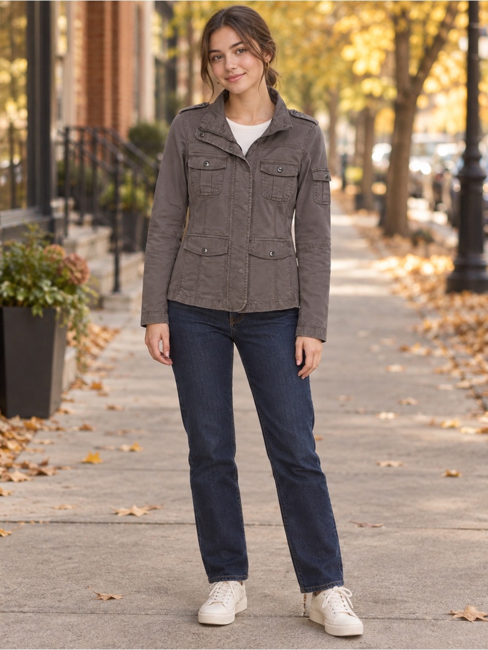 Kensie Women’s Small Gray Military Utility Jacket NWT